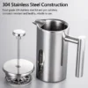 350ml 800ml 1000ml Coffee Maker Pot French Press Coffee Maker Stainless Steel Double Walled Insulated Coffee 2