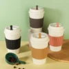 450ML Coffee Cups With Lids Wheat Straw Reusable Portable Coffee Cup Tea Cup Dishwasher Safe Coffee 1