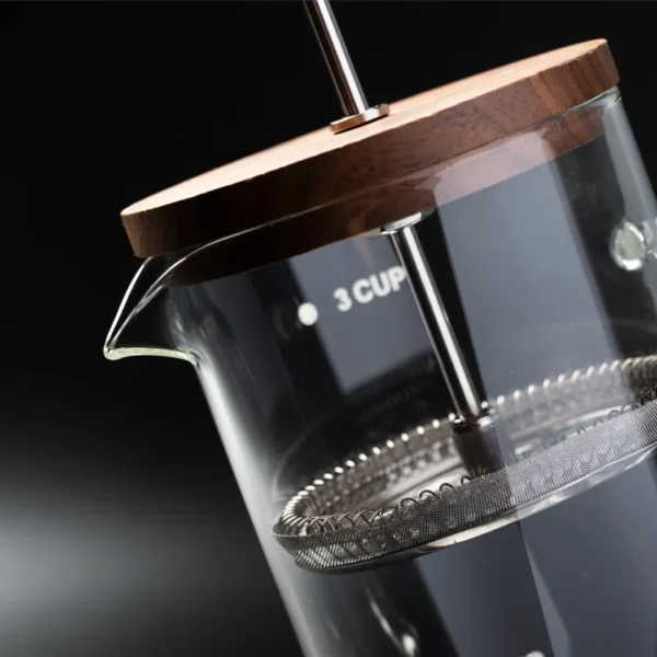 Coffee Pot French Presses Coffee Brewing Pot Tea Brewer High Borosilicate Glass Coffee Pot Walnut Lid 2