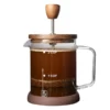 Coffee Pot French Presses Coffee Brewing Pot Tea Brewer High Borosilicate Glass Coffee Pot Walnut Lid 3