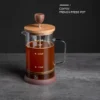 Coffee Pot French Presses Coffee Brewing Pot Tea Brewer High Borosilicate Glass Coffee Pot Walnut Lid 4