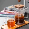 Coffee Pot French Presses Coffee Brewing Pot Tea Brewer High Borosilicate Glass Coffee Pot Walnut Lid 5