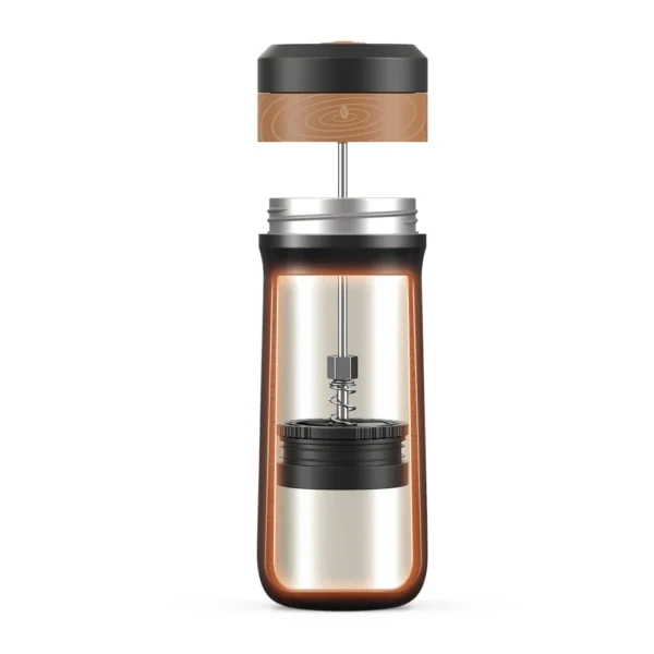 French Press 12oz Coffee Maker Vacuum Insulated Travel Coffee Mug Hot Cold Brew Coffee Press Stainless 4