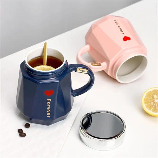 Creative Mirror Ceramic Coffee Tea Mugs High Capacity Beer Drinking Water Cups with Handle for Kitchen 1